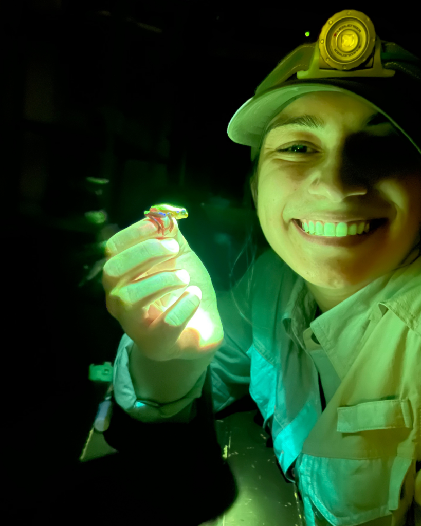 Courtney Whitcher showing her biofluorescent work